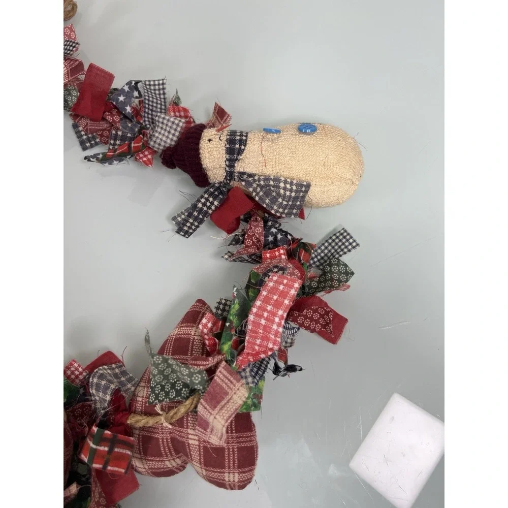 Rustic Primitive Christmas Garland Snowman Americana Farmhouse‎ Decor